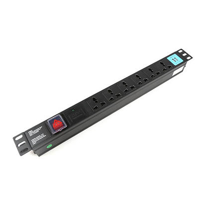 1U Thickness 6 Way Output Cabinet PDU with Single Lighting Protection and USB 250V 10A Universal Power Distribution Unit