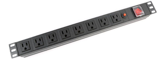 1U Thickness 8 Way Output Cabinet PDU with Overload Protection and Switch 125V 15A UL